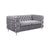 2 Seater Sofa Classic Button Tufted Lounge in Grey Velvet Fabric with Metal Legs