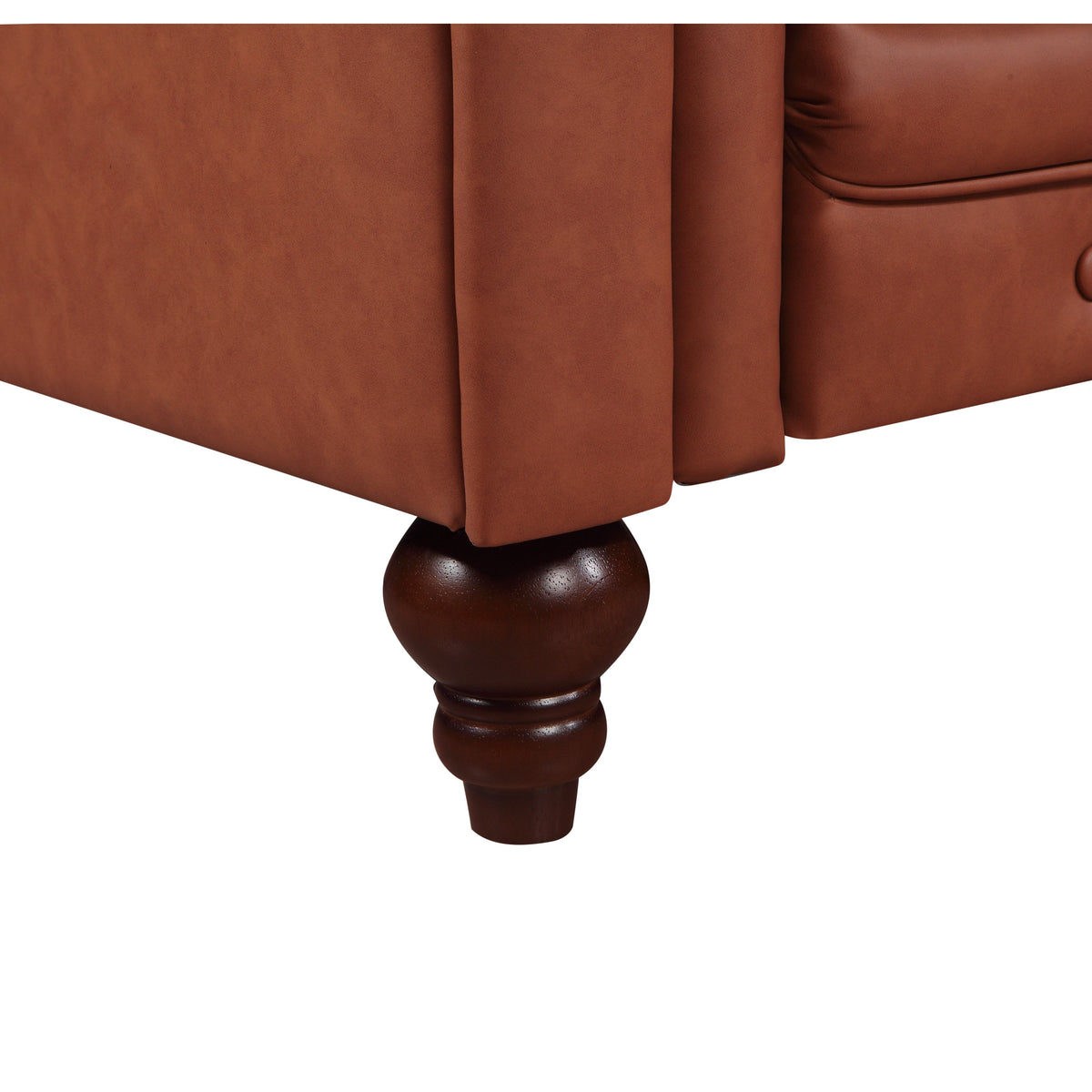 2 Seater Brown Sofa Lounge Chesterfireld Style Button Tufted in Faux Leather