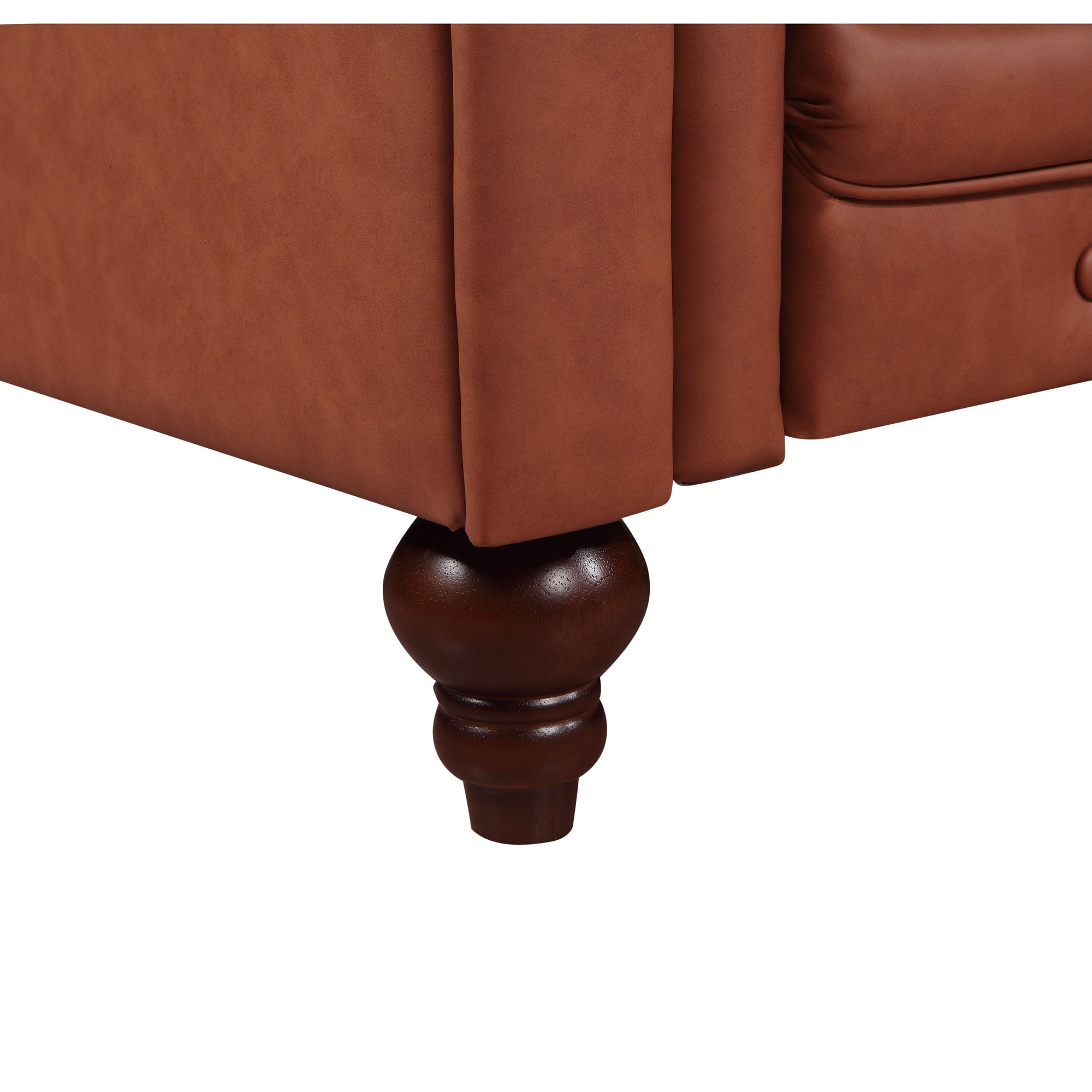 3 Seater Brown Sofa Lounge Chesterfireld Style Button Tufted in Faux Leather