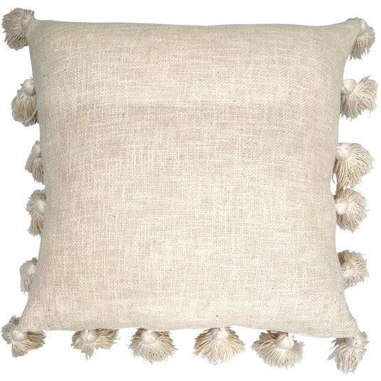 Beige cushion with tassels 45x45 cm