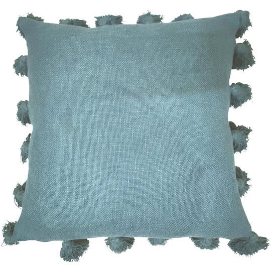 Blue cushion with tassels 45x45 cm