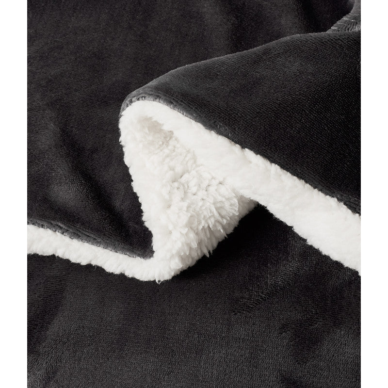 2 in 1 Teddy Sherpa  Quilt Cover Set and Blanket single size charcoal