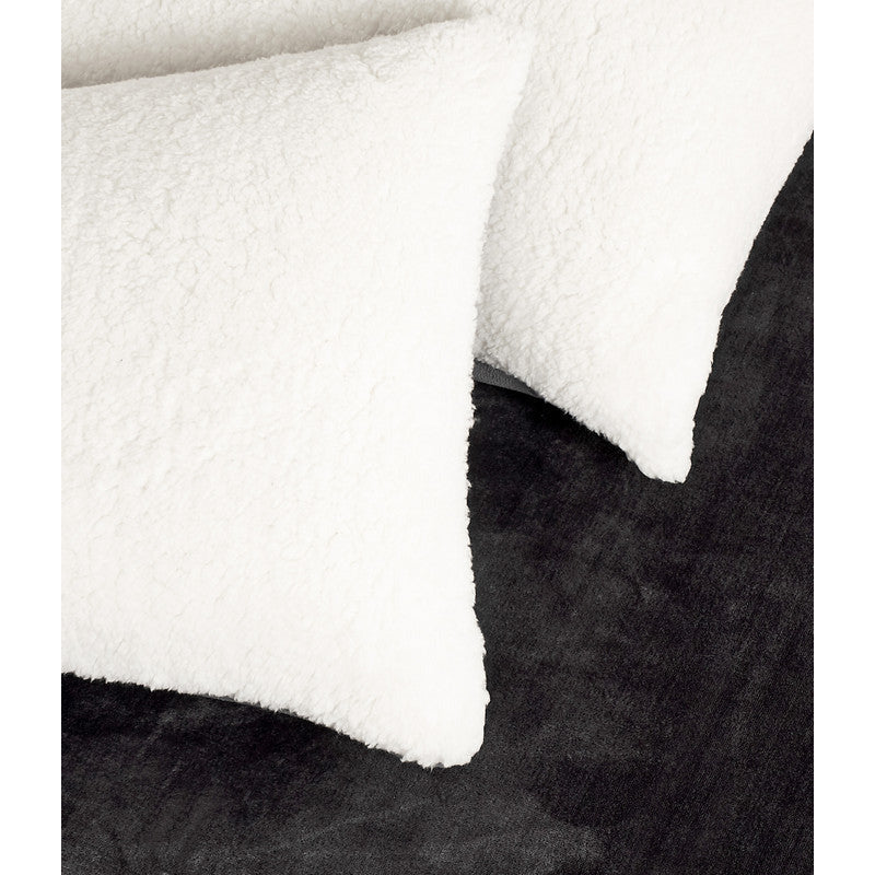 2 in 1 Teddy Sherpa  Quilt Cover Set and Blanket queen size charcoal