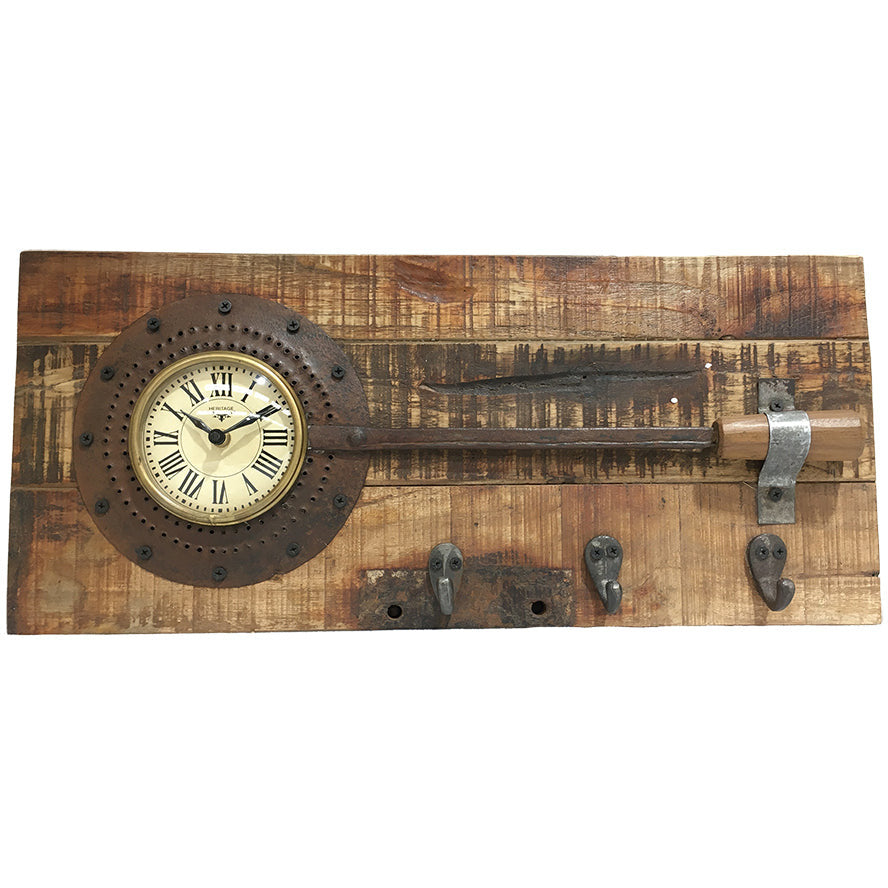 Wall Clock - Frying Pan On Recycled Wood