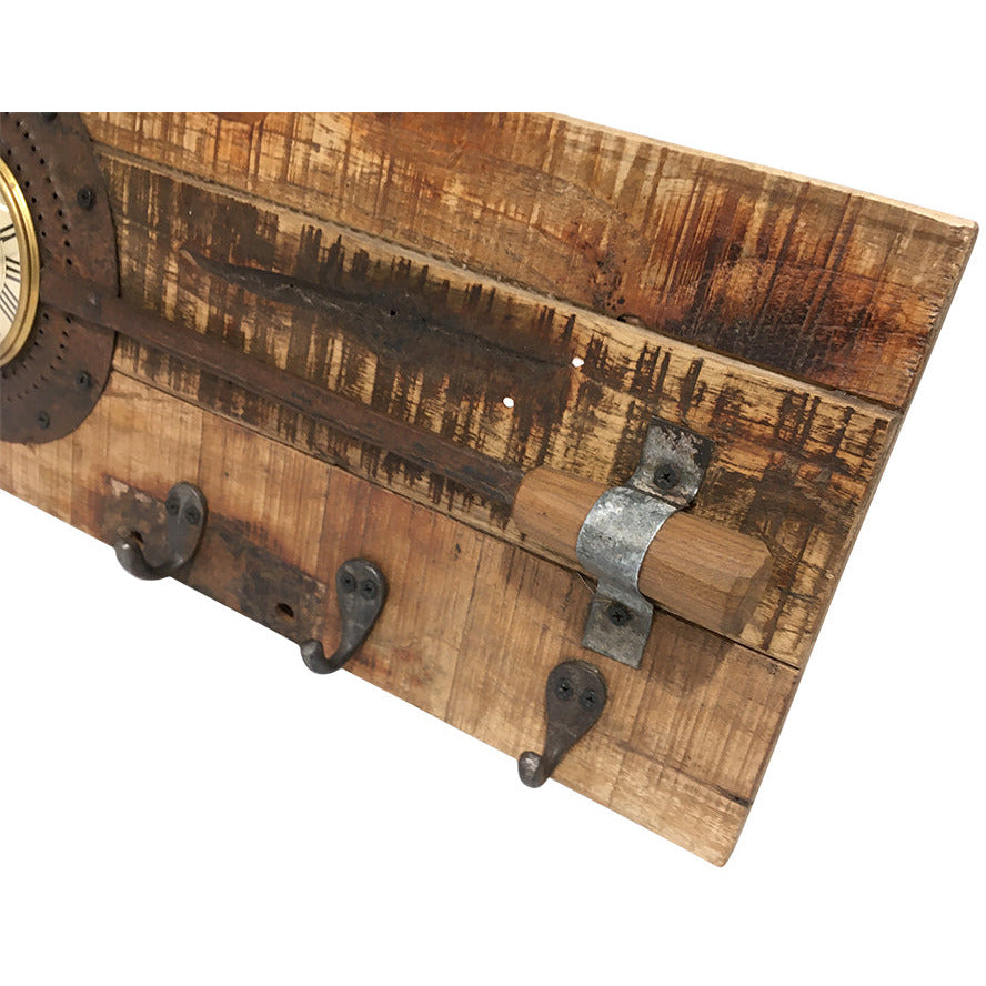 Wall Clock - Frying Pan On Recycled Wood