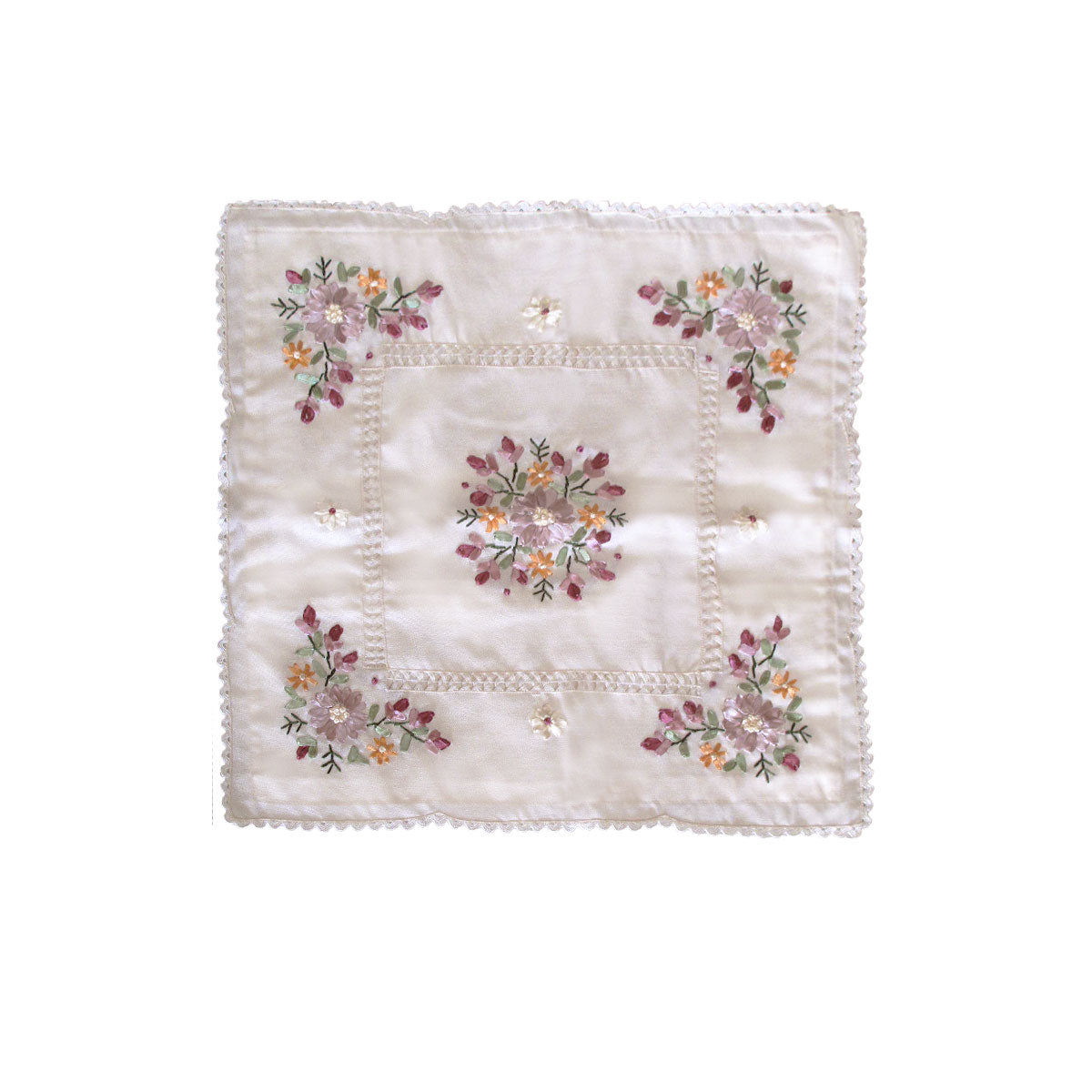 Victoriana Cream Applique Embroidered Cushion Cover 45 x 45 cm