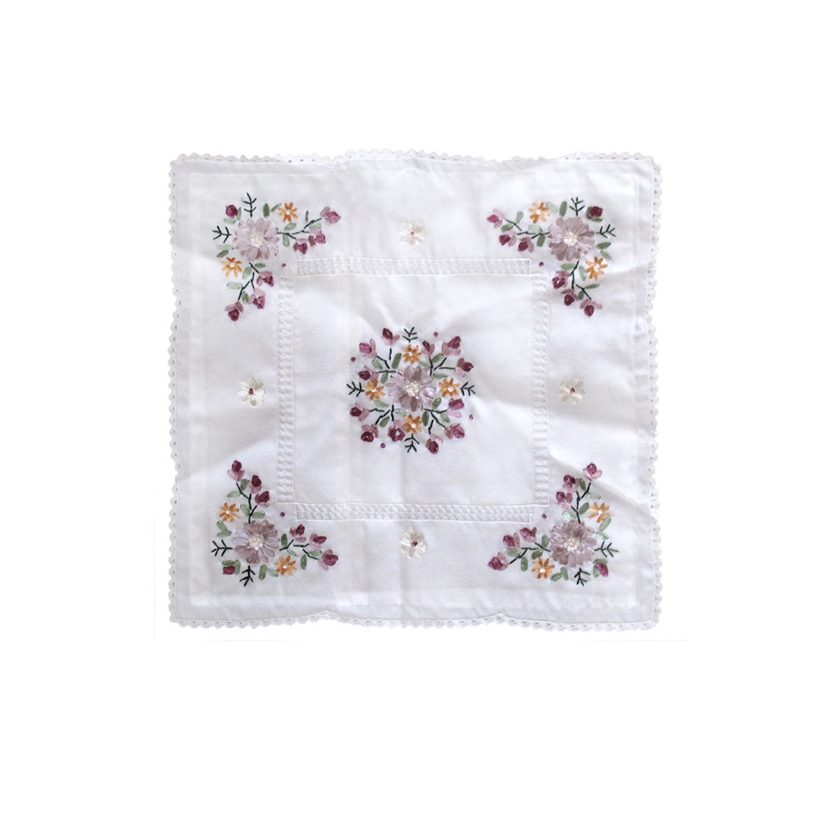 Victoriana White Applique Embroidered Cushion Cover 45 x 45 cm