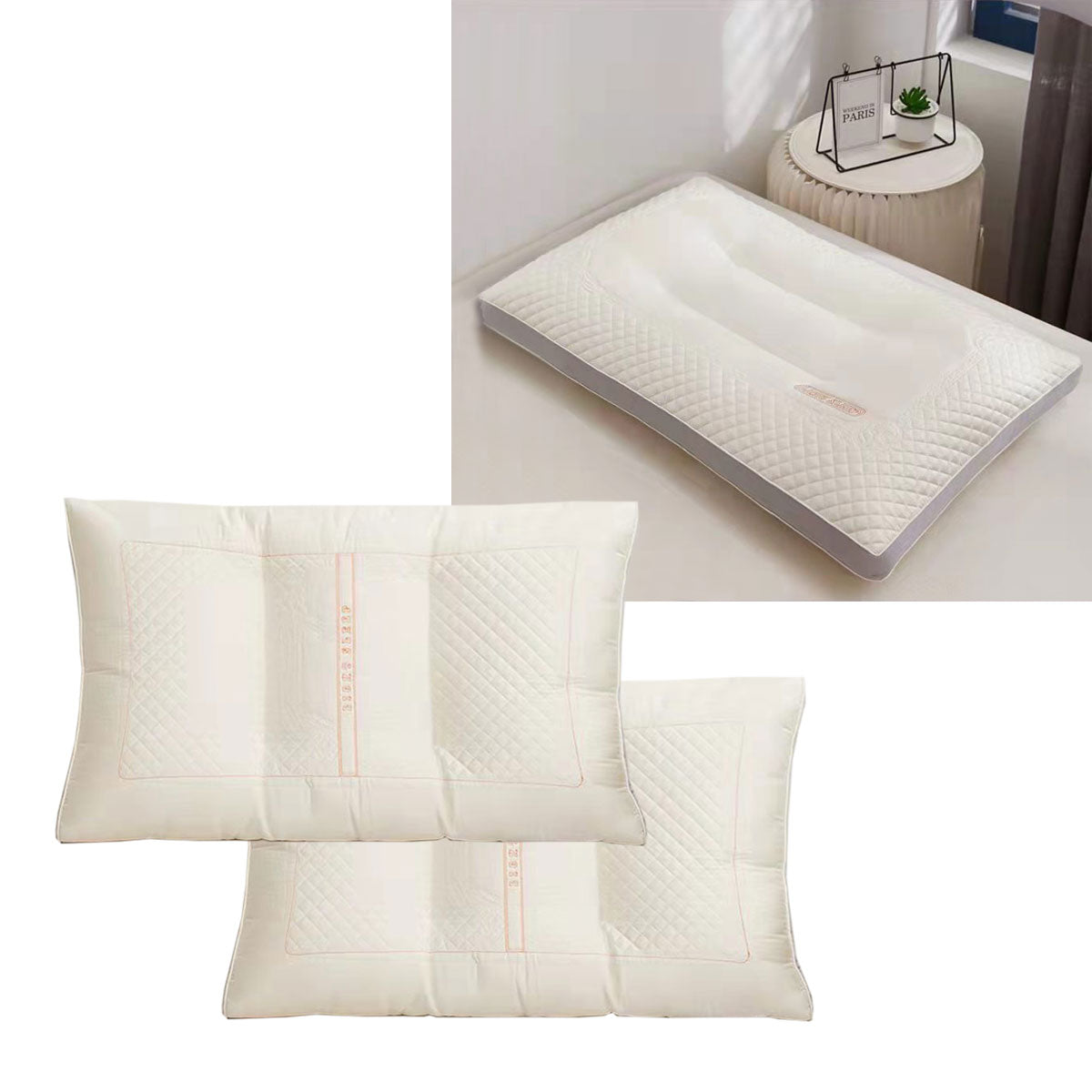 Twin Pack Pearl Protein &amp; Latex Skin Friendly Standard Pillows 48 x 74 cm