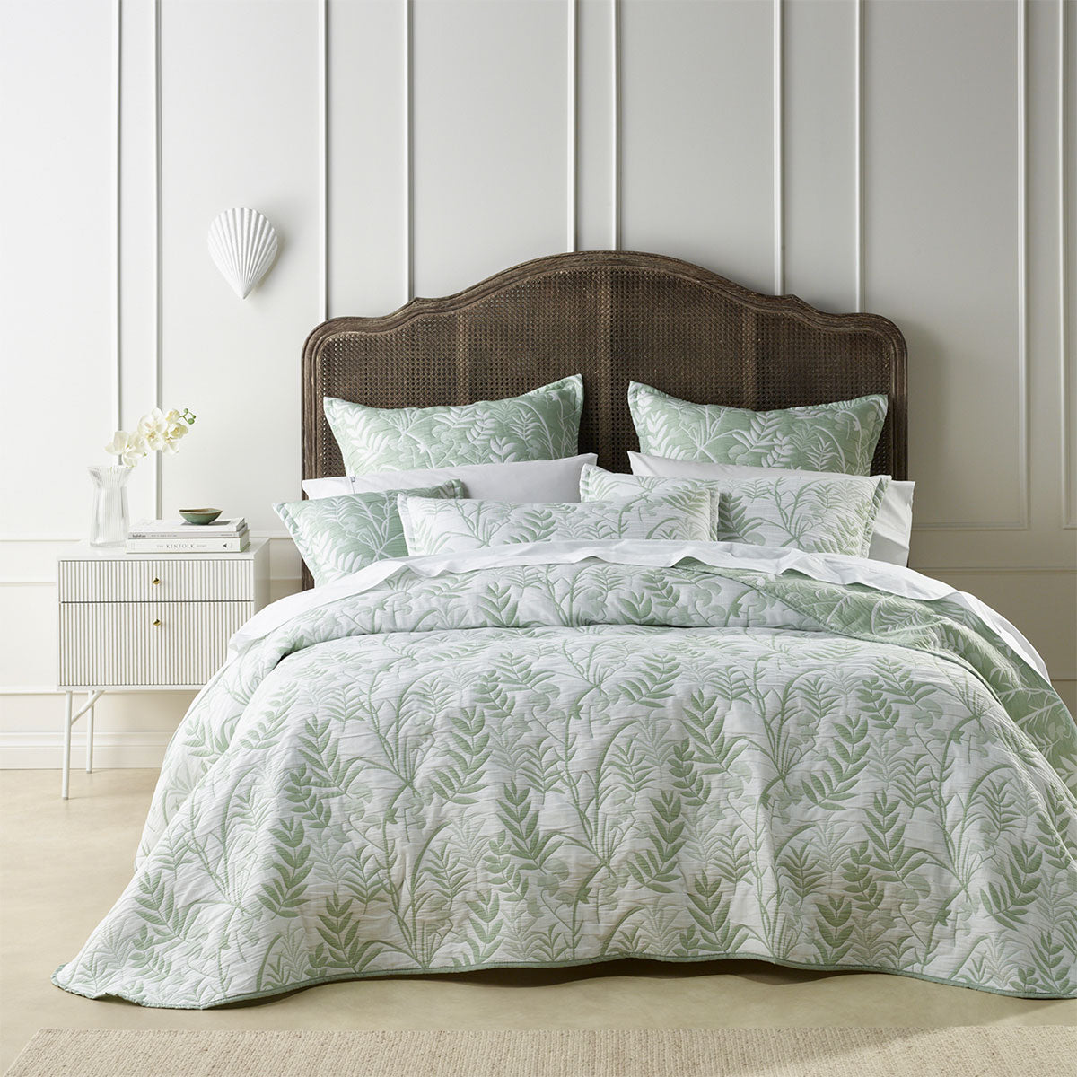 Bianca Eden Sage Jacquard Bedspread Set Queen