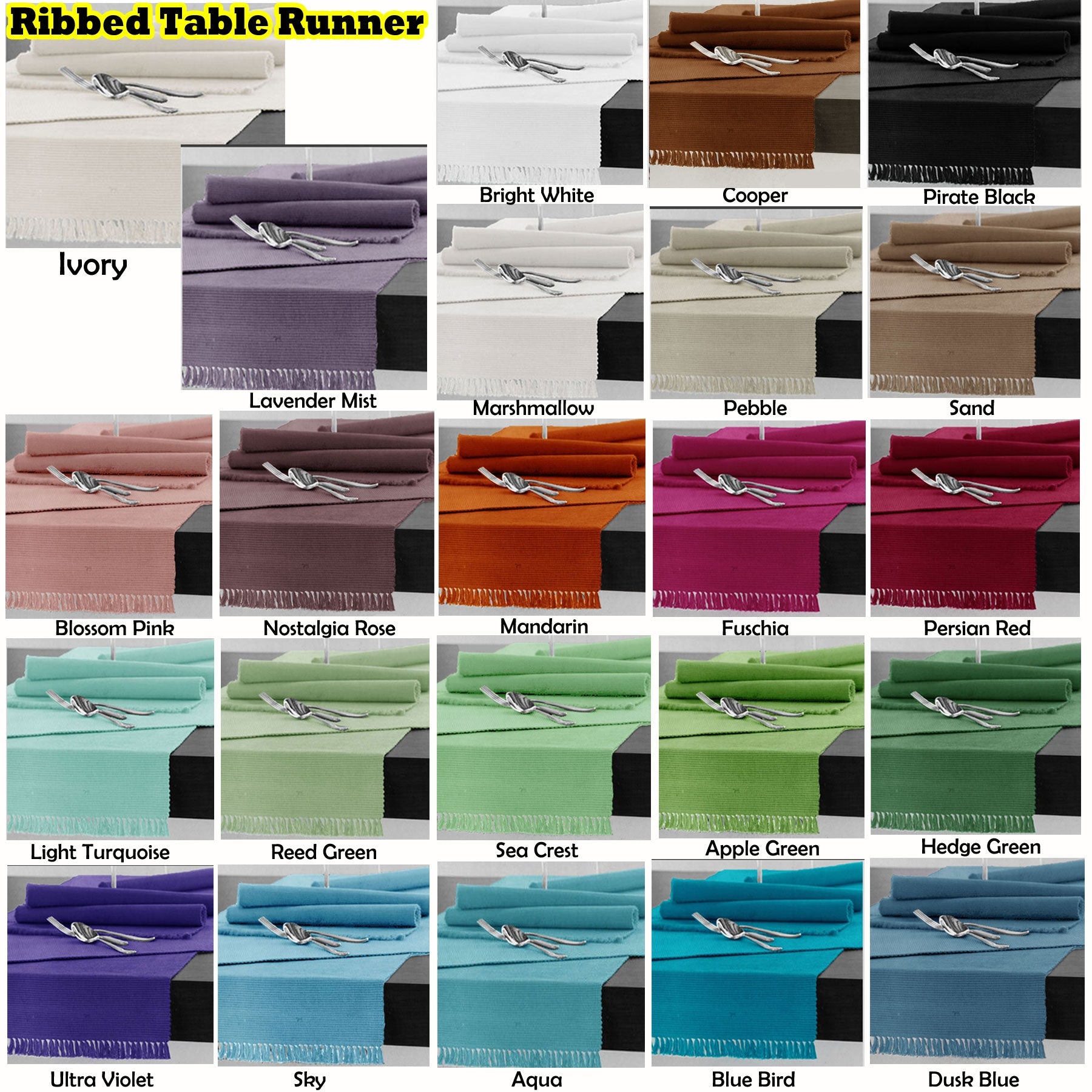 Hoydu Cotton Ribbed Table Runner 45cm x 150cm - APPLE GREEN