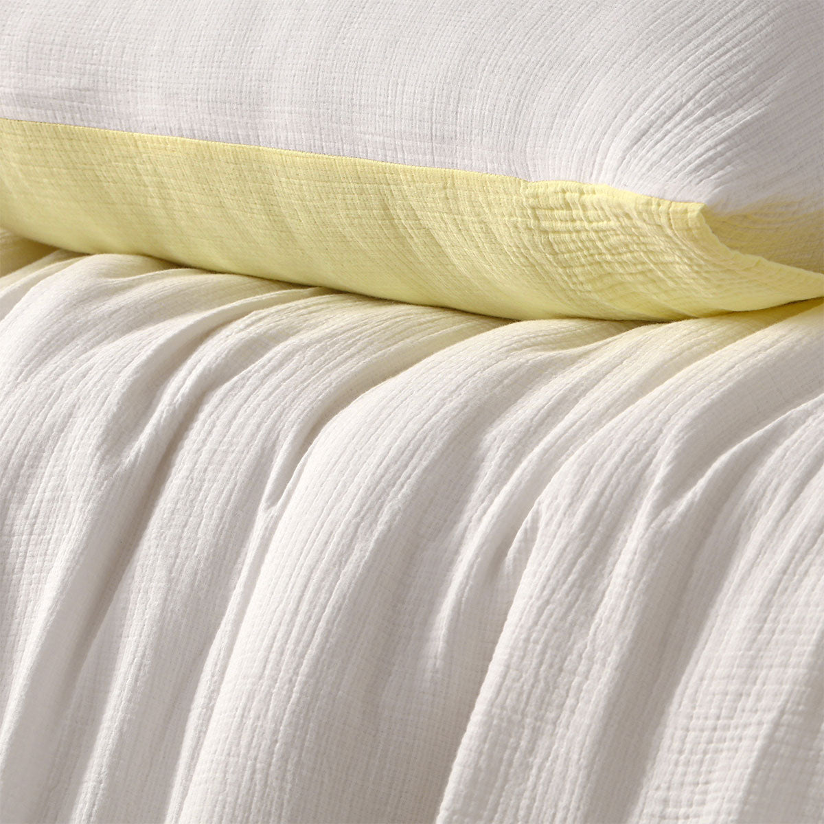 Vintage Design Homewares Hugo Reversible White Butter Cotton Gauze Quilt Cover Set Super King