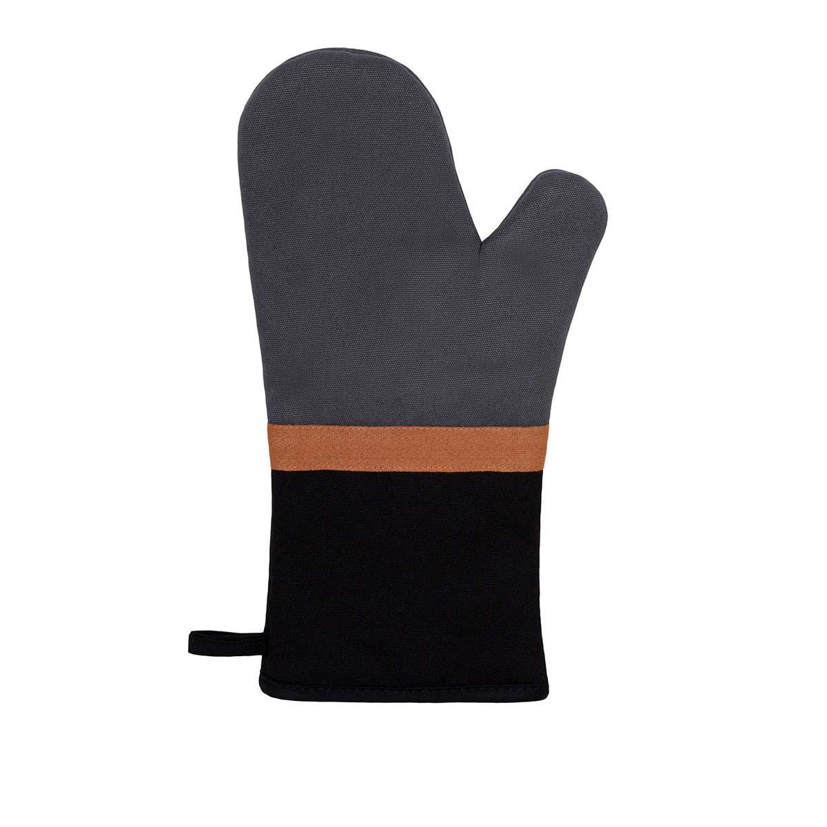 J Elliot Home Selby Cotton Oven Mitt 34 x 15 cm Charcoal &amp; Black