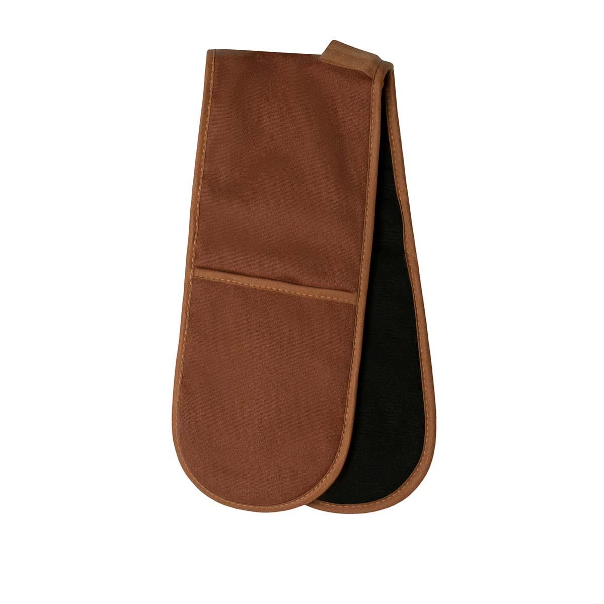 J Elliot Home Selby Cotton Double Oven Mitt Glove 17 x 82 cm Ginger &amp; Black