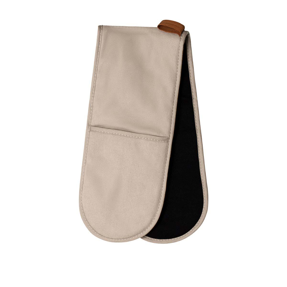 J Elliot Home Selby Cotton Double Oven Mitt Glove 17 x 82 cm Sandstone &amp; Black