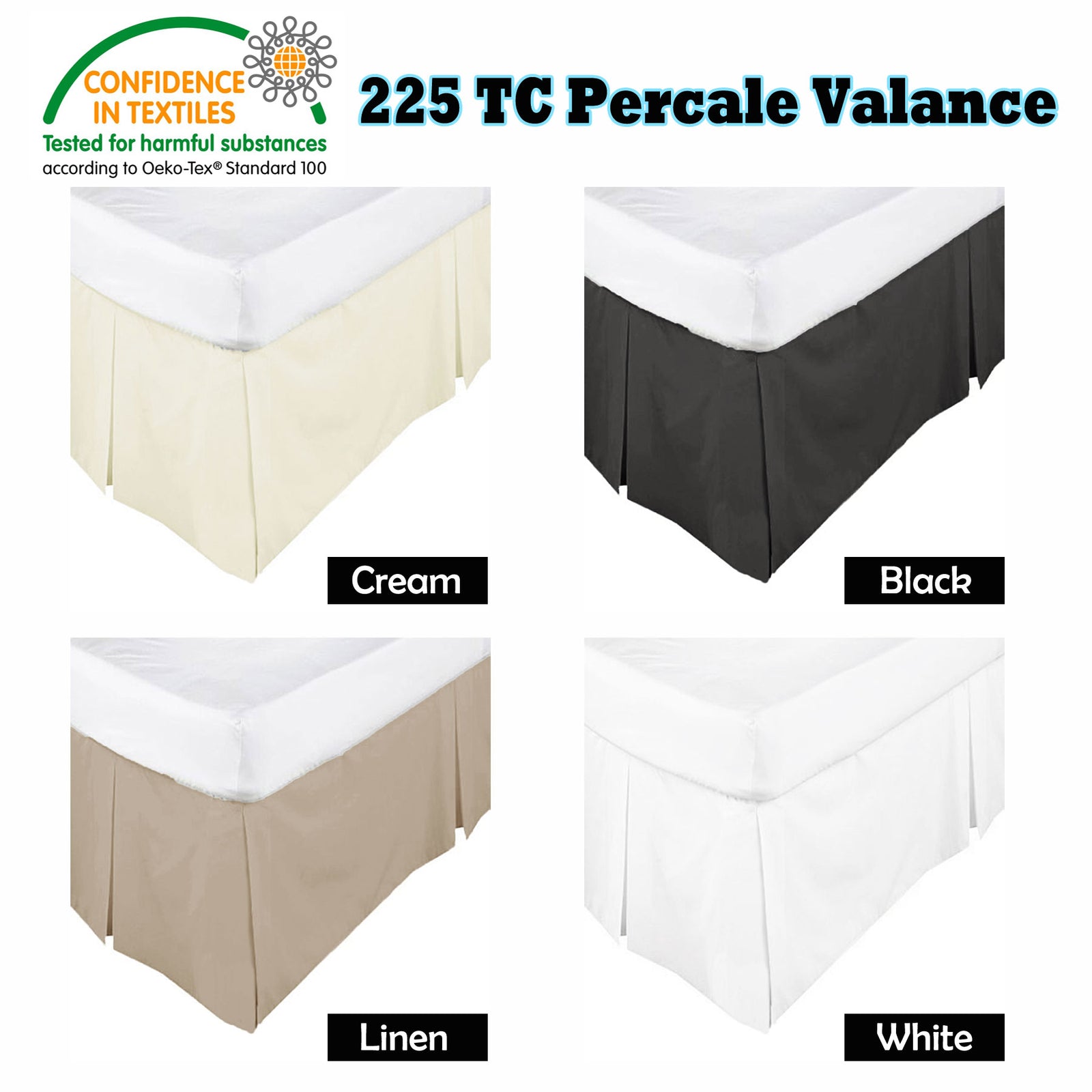 KINGDOM Box Pleated Valance Linen - SINGLE