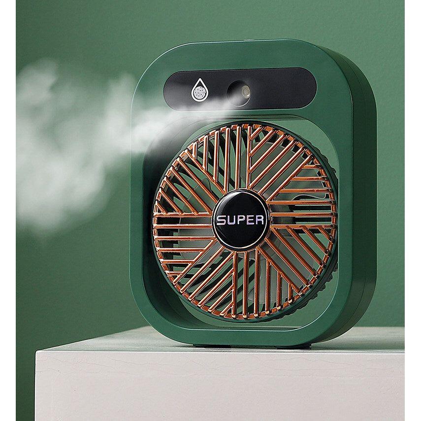JY Ice Fog USB Air Conditioning Mist Humidfier Mini Fan - Green