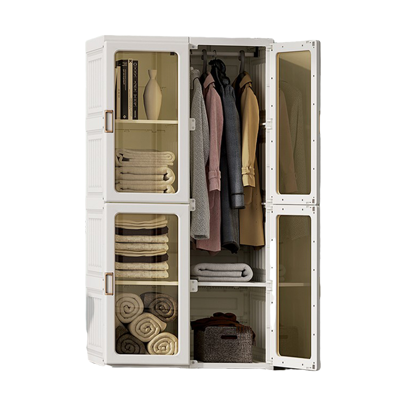 Kylin Cubes Storage Folding Cabinet Wardrobe With 8 Grids & 4 Doors & 1 Hanger