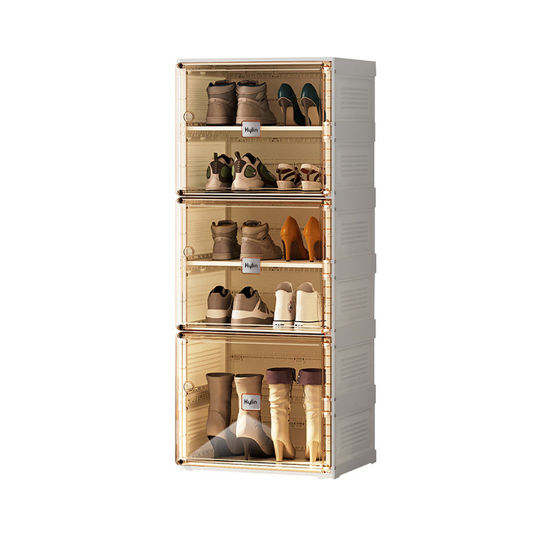 Kylin Cubes Storage Folding Shoe Cabinet With 1 Column &amp; 5 Grids &amp; 3 Brown Door