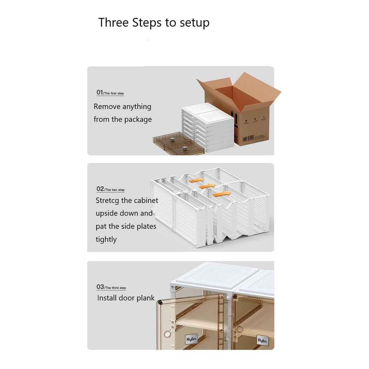 Kylin Cubes Storage Folding Shoe Cabinet With 2 Column & 7 Grids & 4 Brown Door