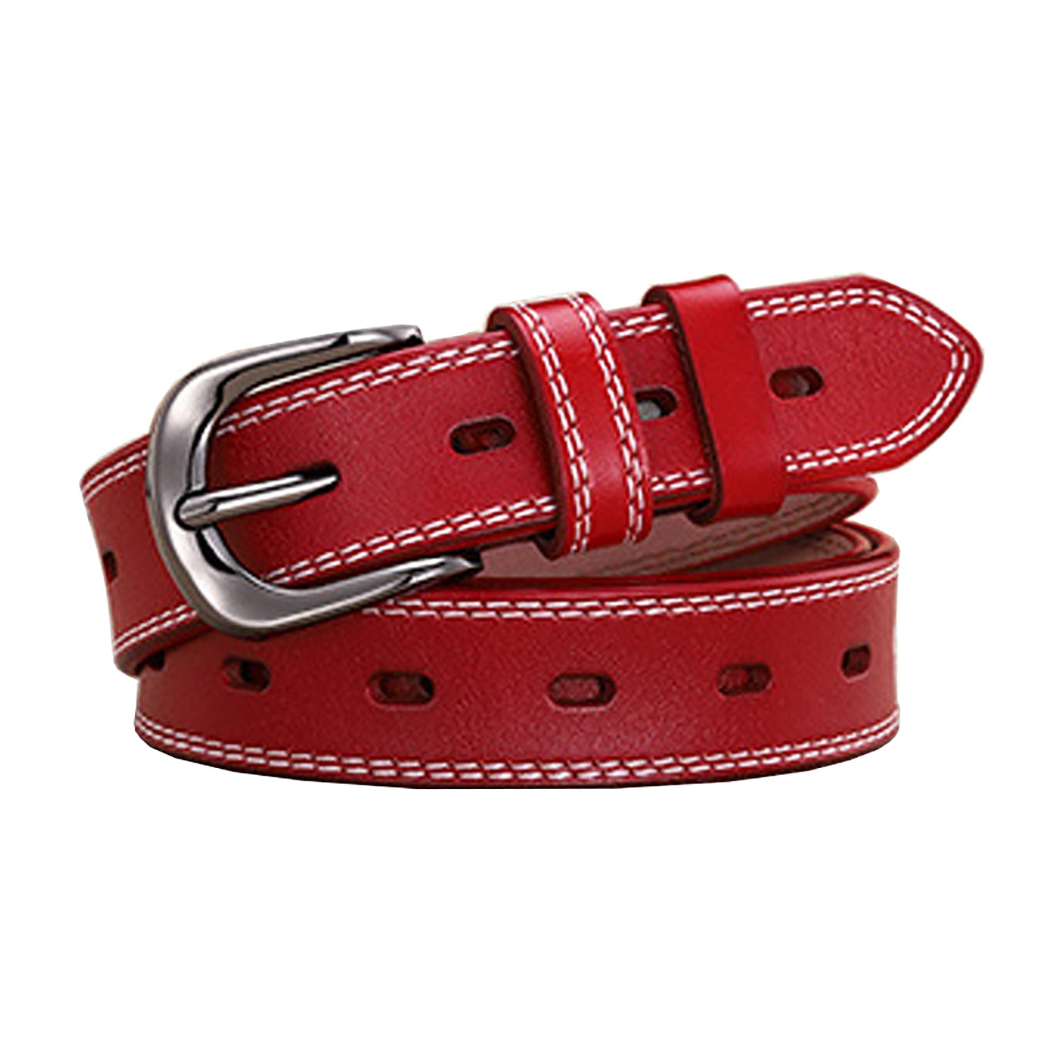 Classic Leather Belts for Women, Joyreap Genuine Leather Womens Belts Alloy Pin Buckle (Red)