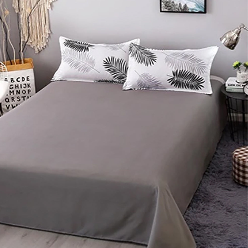 Palm Leaves Pattern Aloe Cotton Flat Sheet Quilt Cover Pillowcases 4pcs Bedding Set