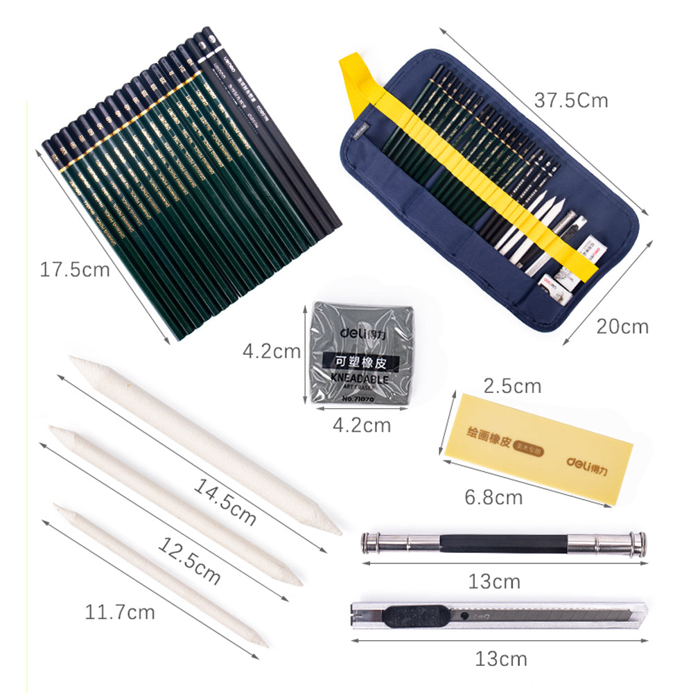 27 in 1 Sketch and Drawing Printing Pencil Set Sketching Art Kit Tools Utility