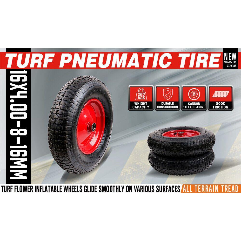 16" Wheelbarrow Trolley Wheel 4.80/4.00-8 Pneumatic Tyre 16mm Bore Tire Steel