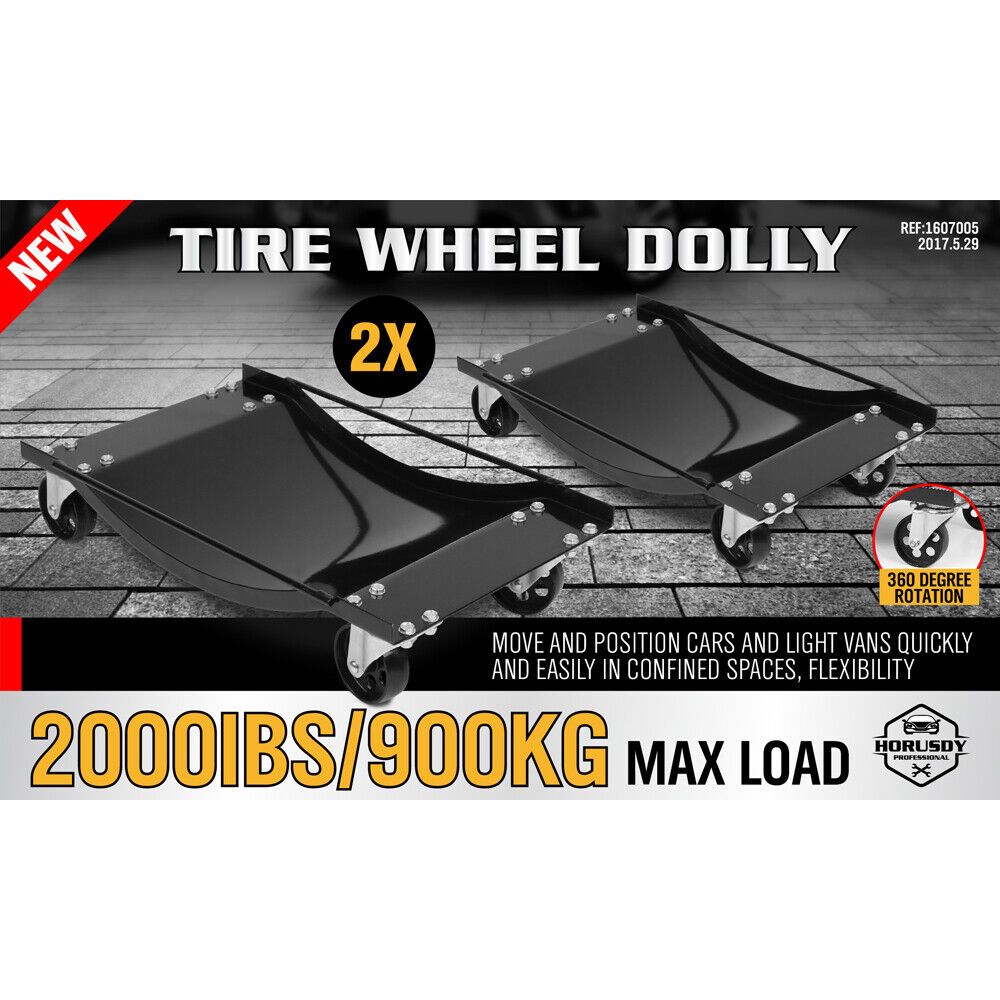 2-Piece Wheel Dolly Car Positioning Jack 450kg Vehicle Mover Transporter Trolley