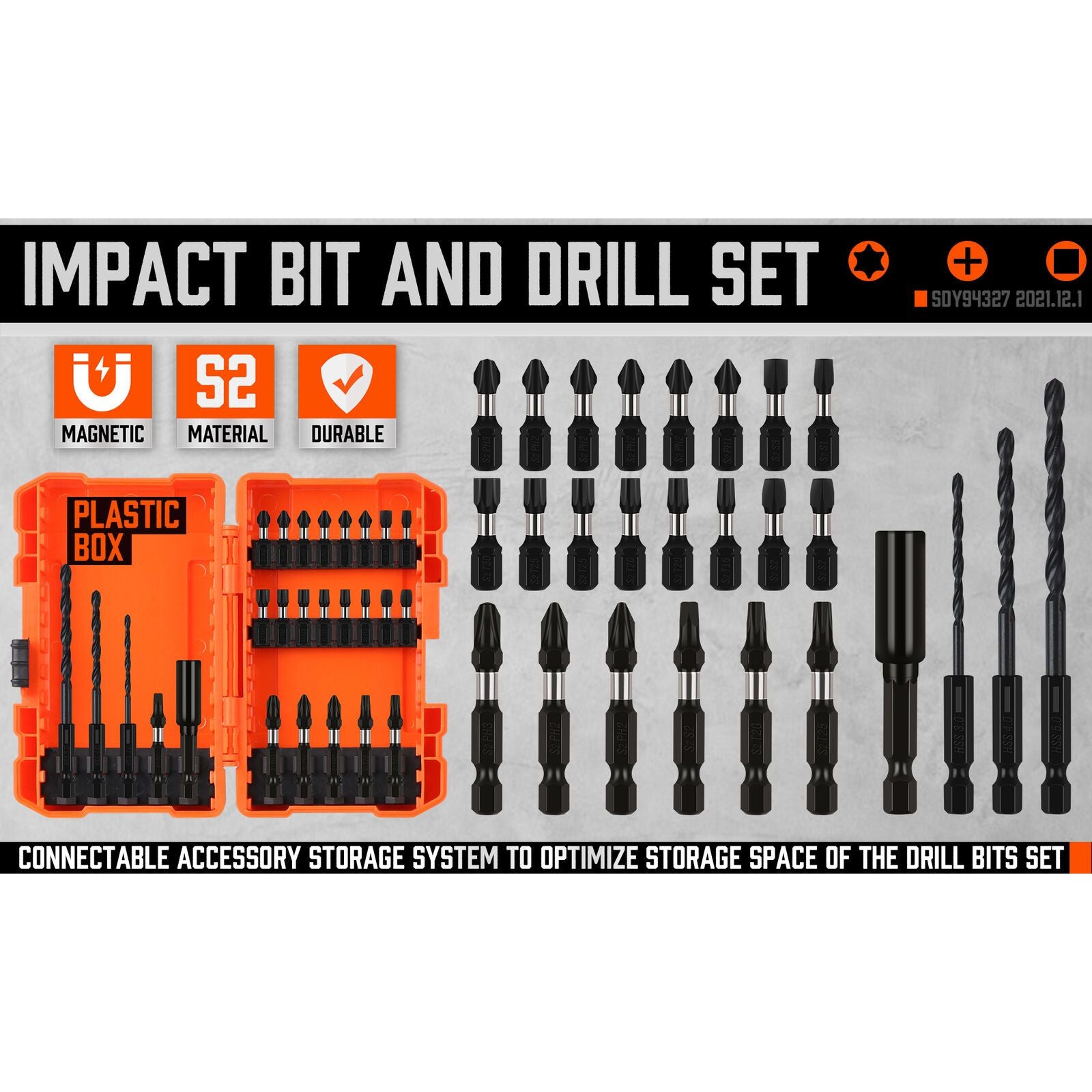 26Pc Impact Screwdriver Bit Set Magnetic Drill Bit Holder Quick Release Drilling