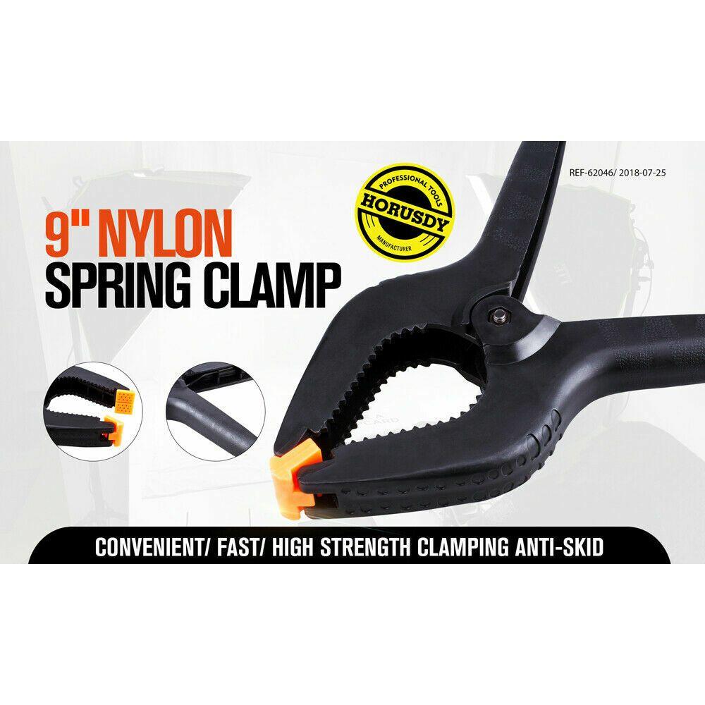 4Pc 9'' Strong Spring Clamps  Heavy Duty Nylon Clip Quick Grip Black Large Size