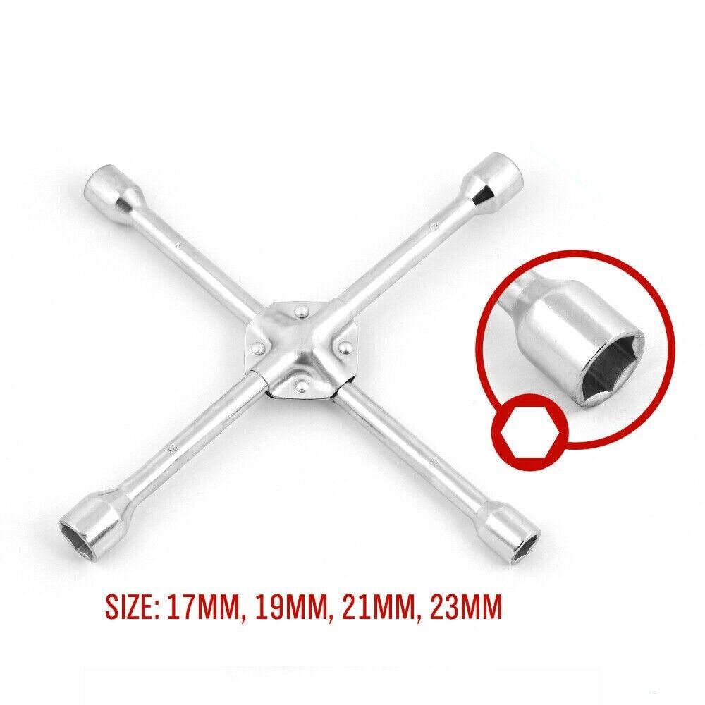 14&quot; Wheel Brace Spanner 4-way Cross Wrench Car Tyre Nut 17 19 21 23mm Socket