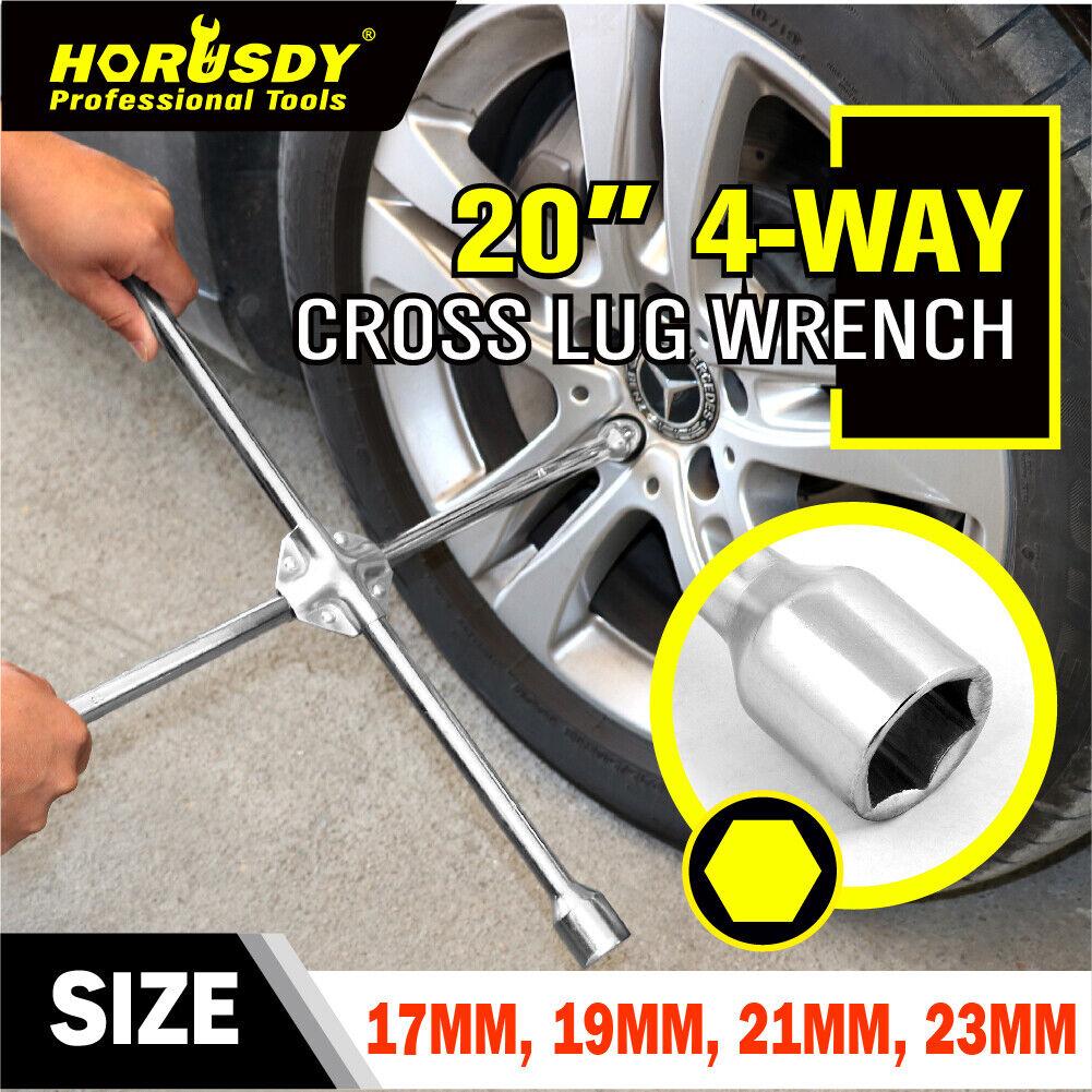 20” Wheel Brace Spanner 4-way Cross Wrench Car Tyre Nut 17 19 21 23mm Socket