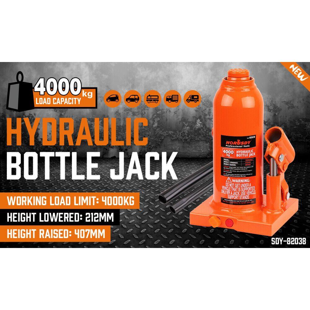 4-Ton (8,000 LBs) Hydraulic Bottle Jack Heavy Duty Car Lifter with Safety Valve