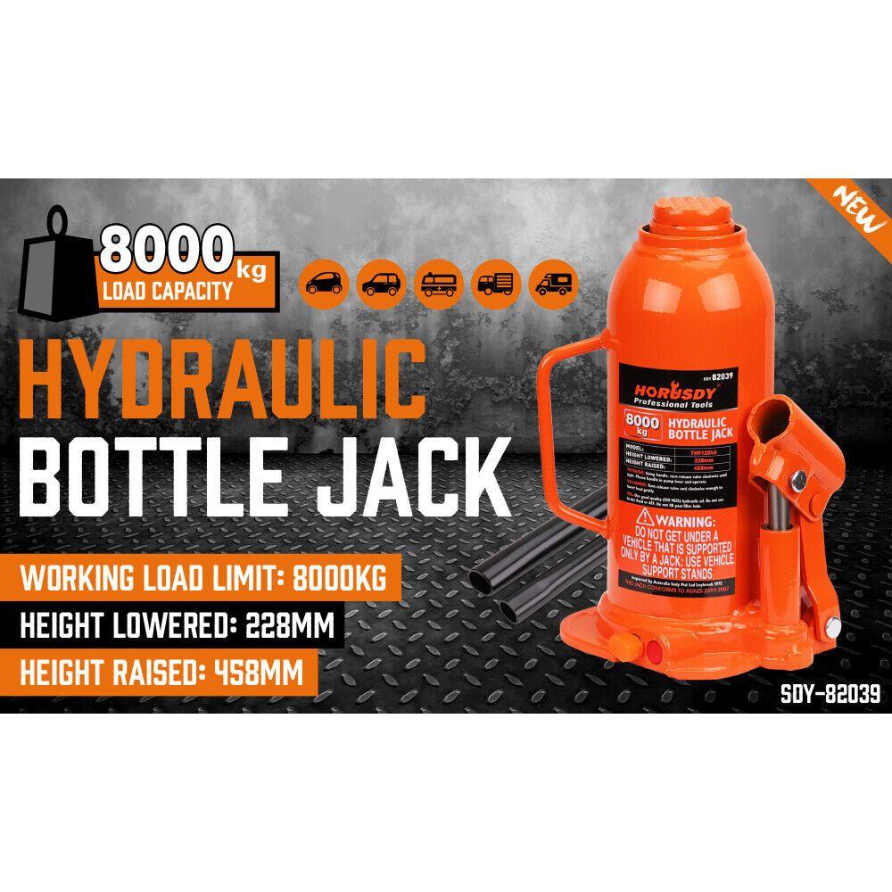 8-Ton (16,000 LBs) Hydraulic Bottle Jack Heavy Duty Car Lifter with Safety Valve