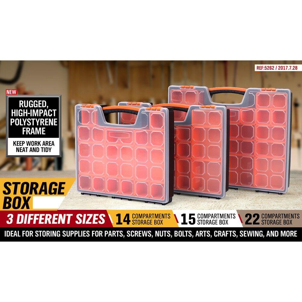 14/15/22 Compartments Parts Storage Box Tool Organizer Plastic Bin Carry Case