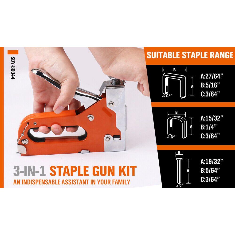 HORUSDY 3in1 Staple Gun Heavy Duty Stapler Fastener Tool Tacker free Staples