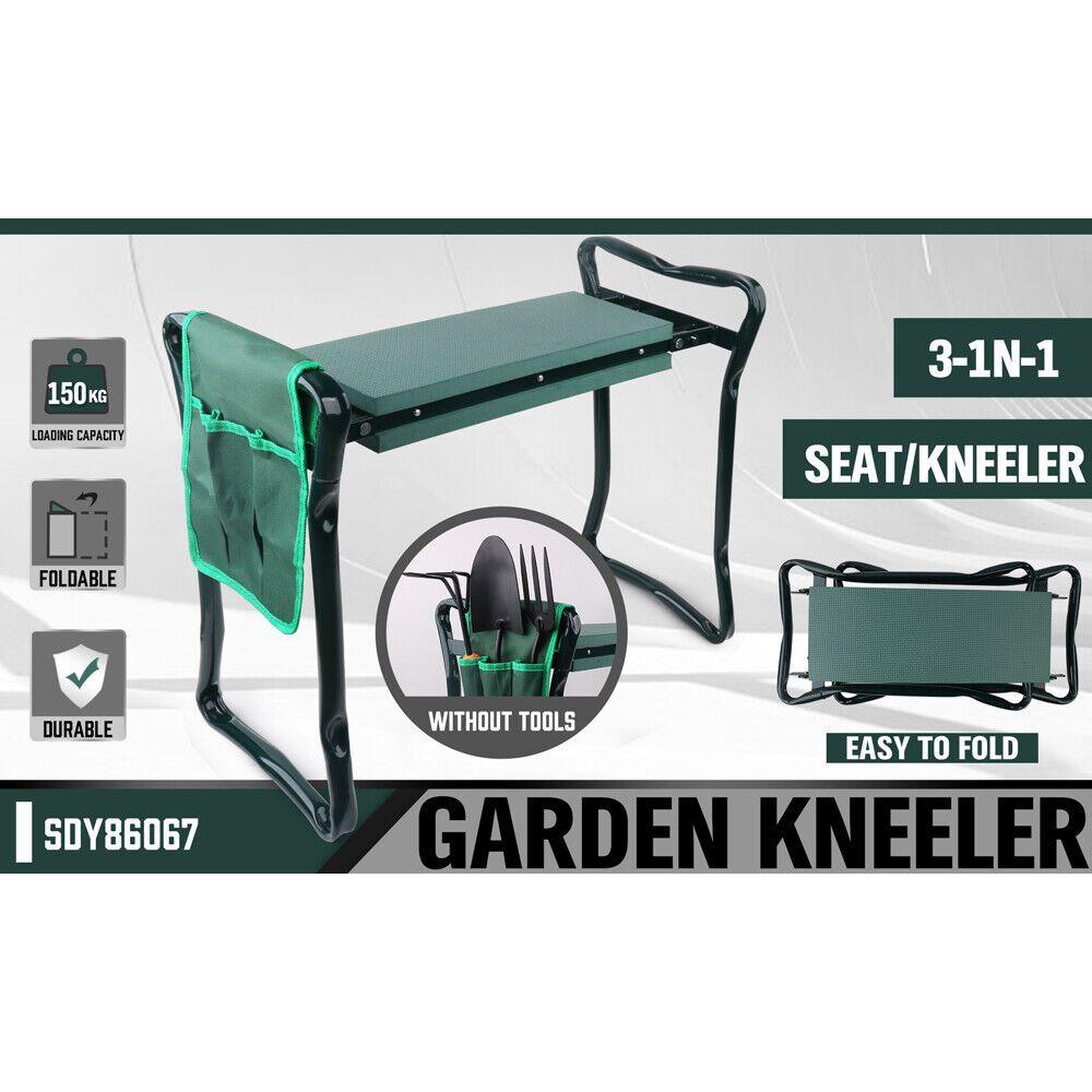 HORUSDY Garden Kneeler Bench Foldable Stool Knee Soft Pad Seat with Tool Pouch