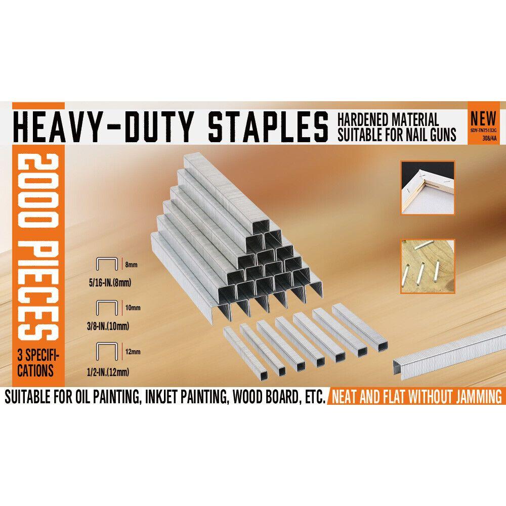 2000Pc Door Shaped Staples Heavy Duty Nails Staple Gun Stapler Refills 8/10/12mm