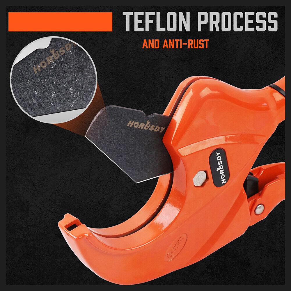 HORUSDY PVC Ratchet Cutter 64mm 2 - 1/2" Deburring Tool Rubber Handle Hand Tool