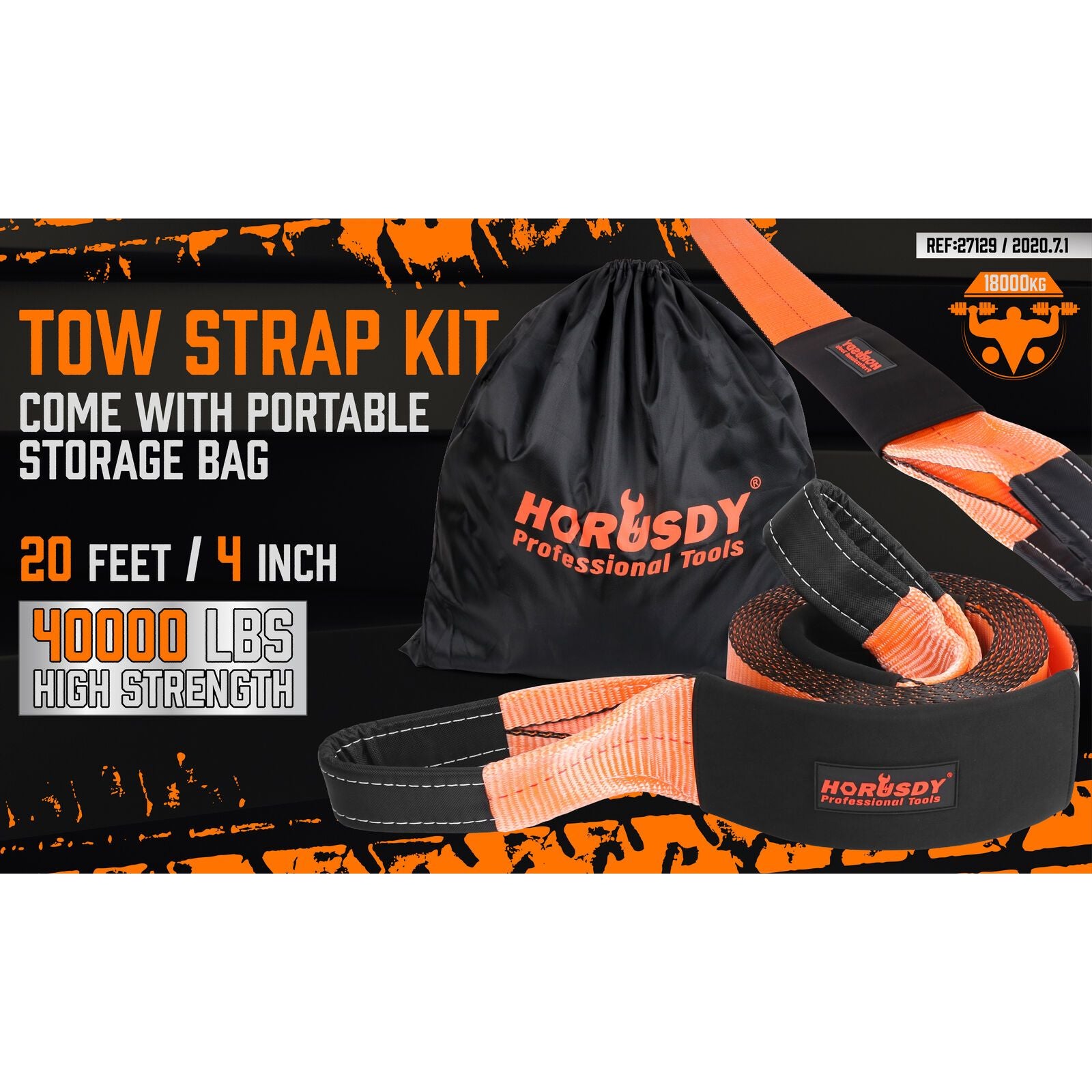 Heavy Duty 9.1M Recovery Tow Straps Snatch Kit - 32,000 LBS Break Strength with D-Ring Shackles for Off-Roading Recovery and Hauling