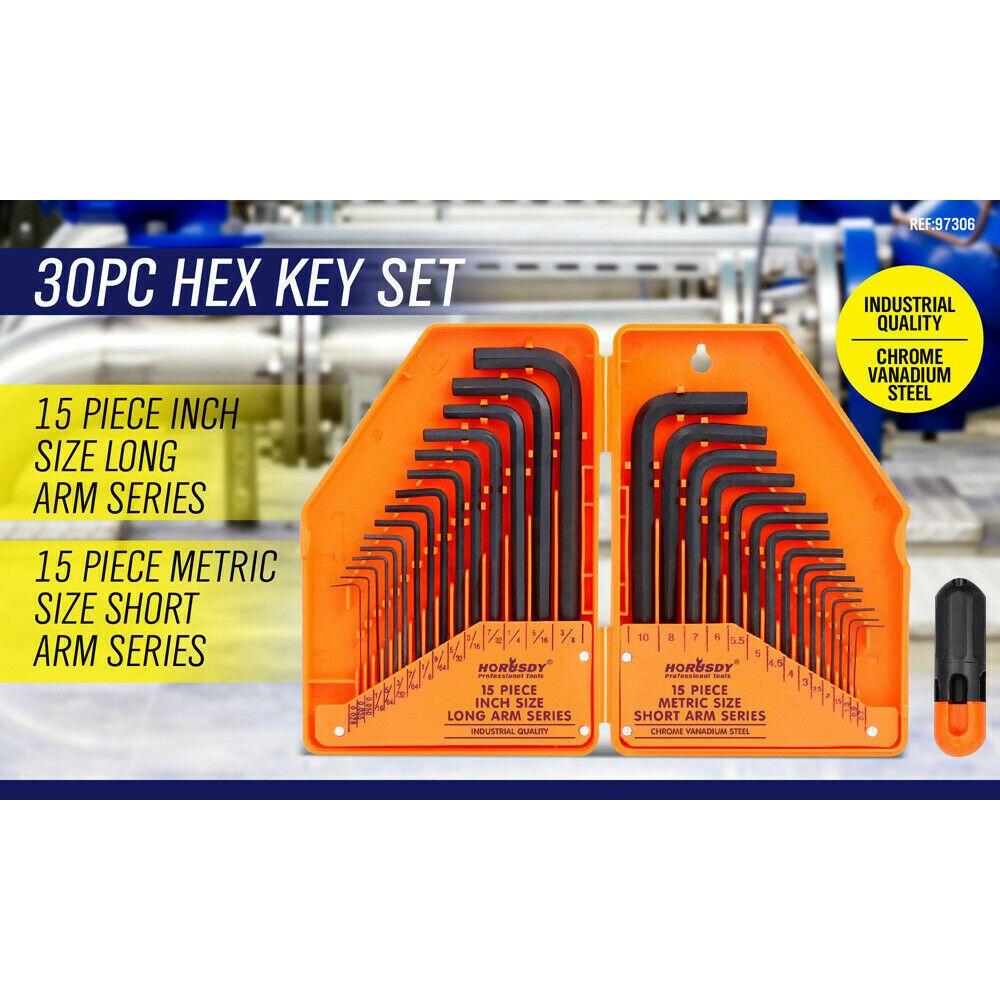 31-Piece Hex Key Set with T-Handle, Metric & Imperial Sizes Allen Wrench Set with Storage Case
