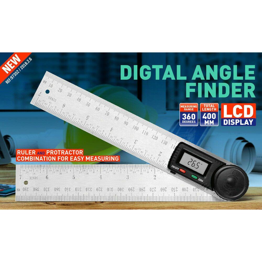 200mm Digital Angle Finder Ruler Protractor Measure Meter Stainless Steel 0-360°