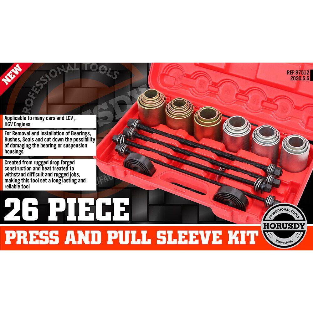 26Pc Universal Press & Pull Sleeve Kit Bush Bearing Remove LCV HGV Engines Tools