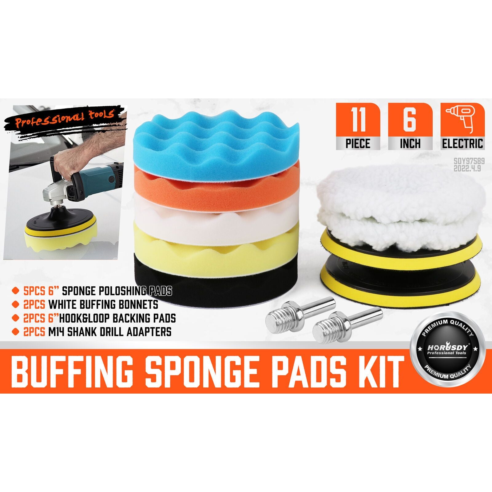 11Pc 6" Buffing Waxing Polishing Pads Kit Sponge Pad Set For Car Polisher Drill