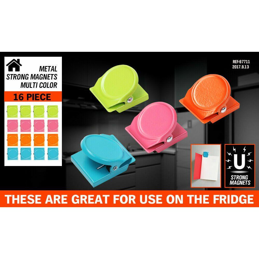 16Pc Magnetic Spring Clamps Magnet Refrigerator Clips Note Holder Fridge Tips