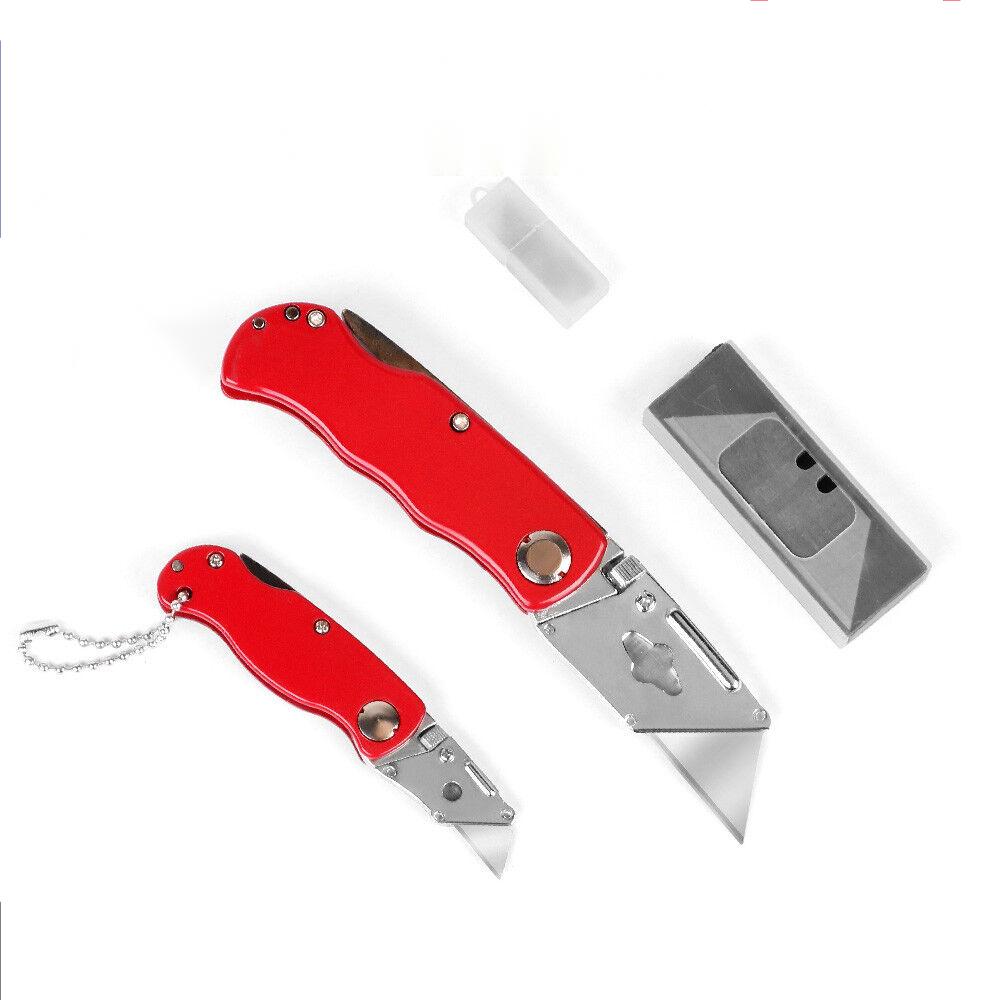 2Pc Folding Utility Knife Aluminium Handle &amp; 10 Spare Stanley Blades Craft New