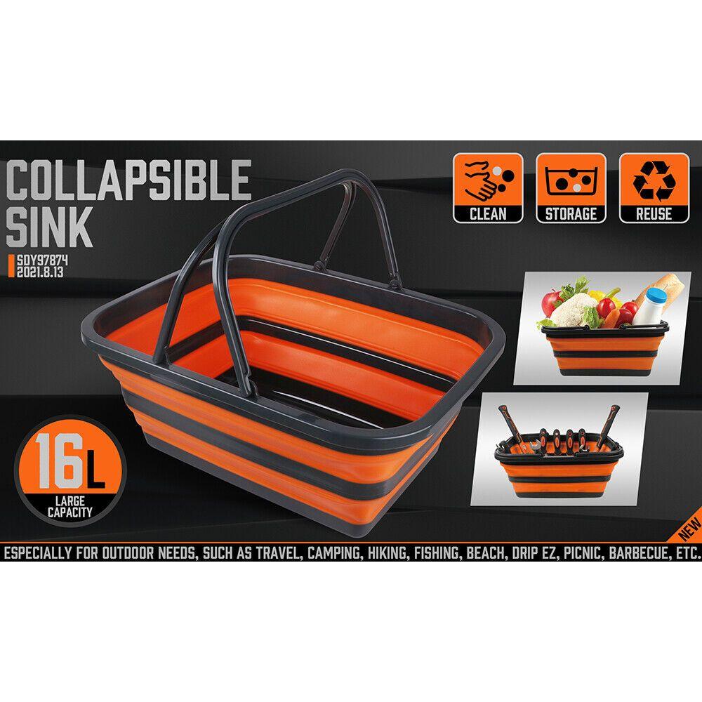 Adjustable Collapsible Sink 16L Large Portable Basket Wash Basin Outdoor Camping