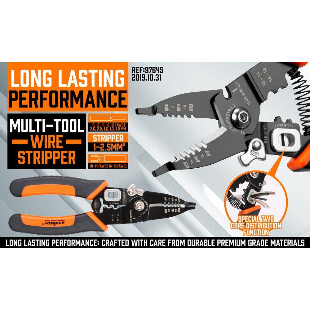 8" Wire Stripping Tool Wire Cutter Hand Crimping Pliers Strip Cutter Insulated