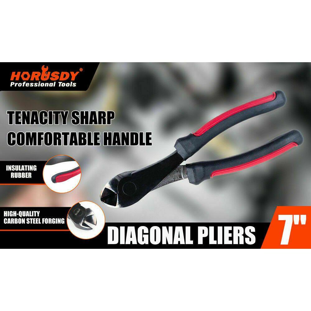 7" Flush Side Cutter Diagonal Cut Pliers Plastic Nippers Cutting Insulated Tool