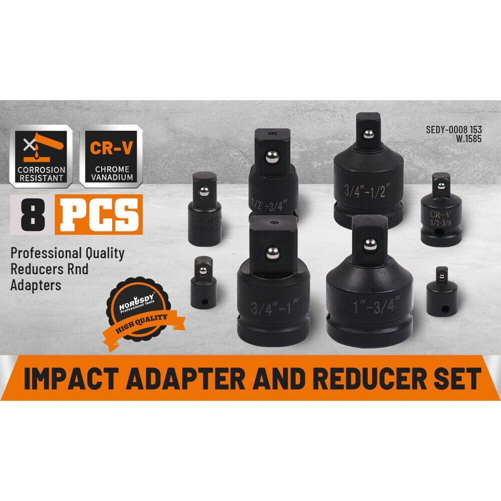 8Pc Impact Socket Reducer Set Heavy Duty Adaptor For Ratchet Wrench With Case